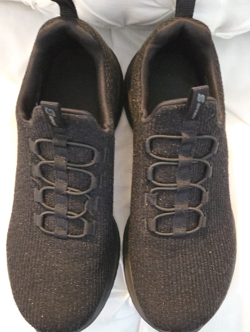 Skechers Women's Black SPARKLE Slip-On Knit Sneakers - Picture 6 of 8